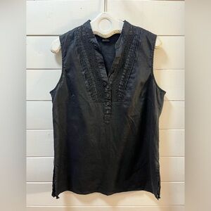 ANNE CARSON Black Linen Sleeveless Blouse – Size 1X